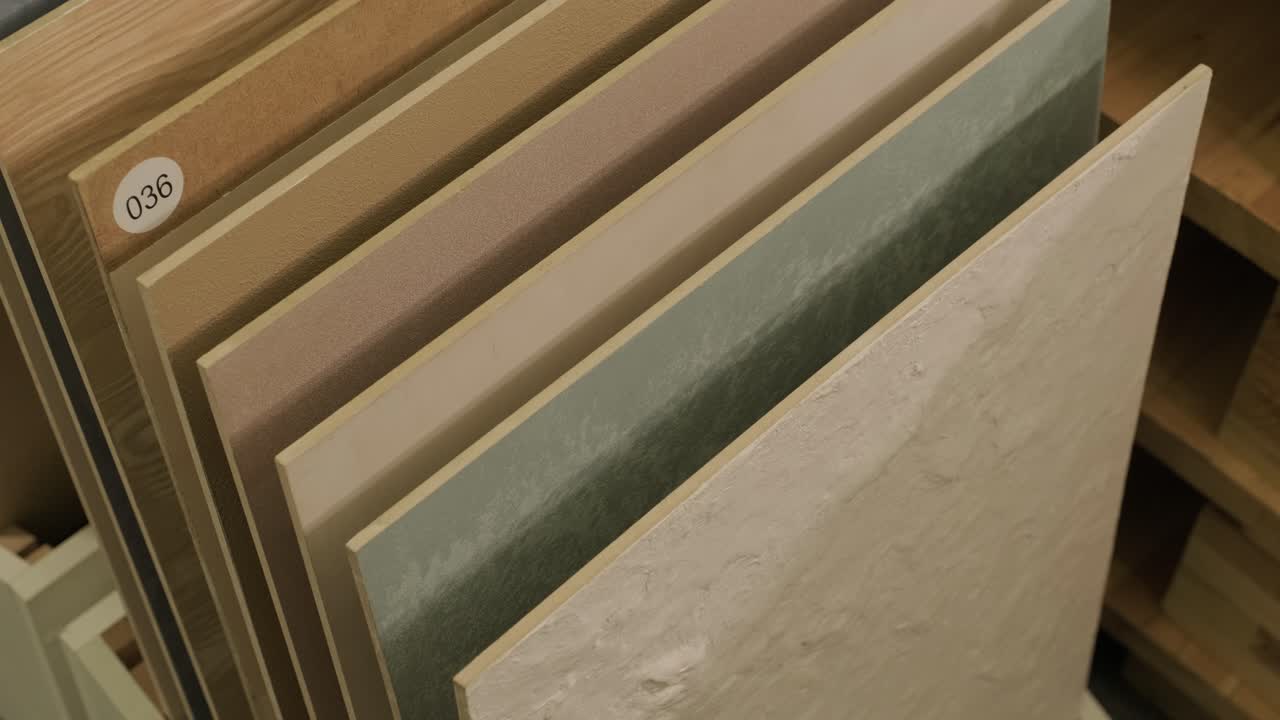 muestras de yeso decorativo en paneles