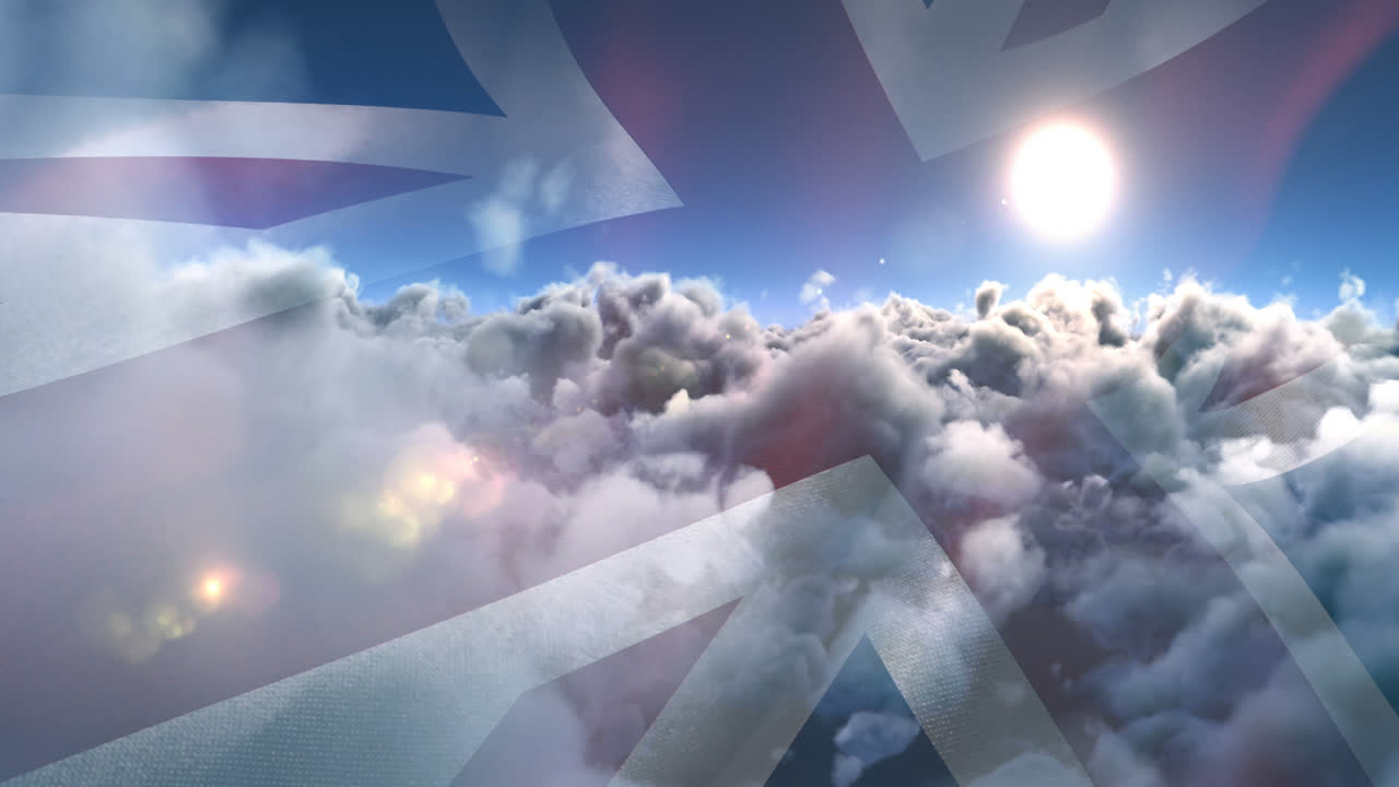 하늘과 구름에 맞서 흔들리는 잉글랜드의  ⁇ 발 4k