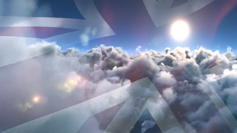 flag of england waving against sky and clouds 4k