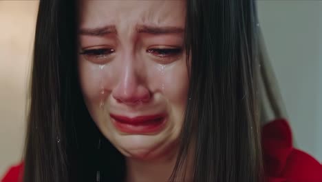 emotional reaction captured during a dramatic moment in a television series with a focus on raw feelings conveyed by the character