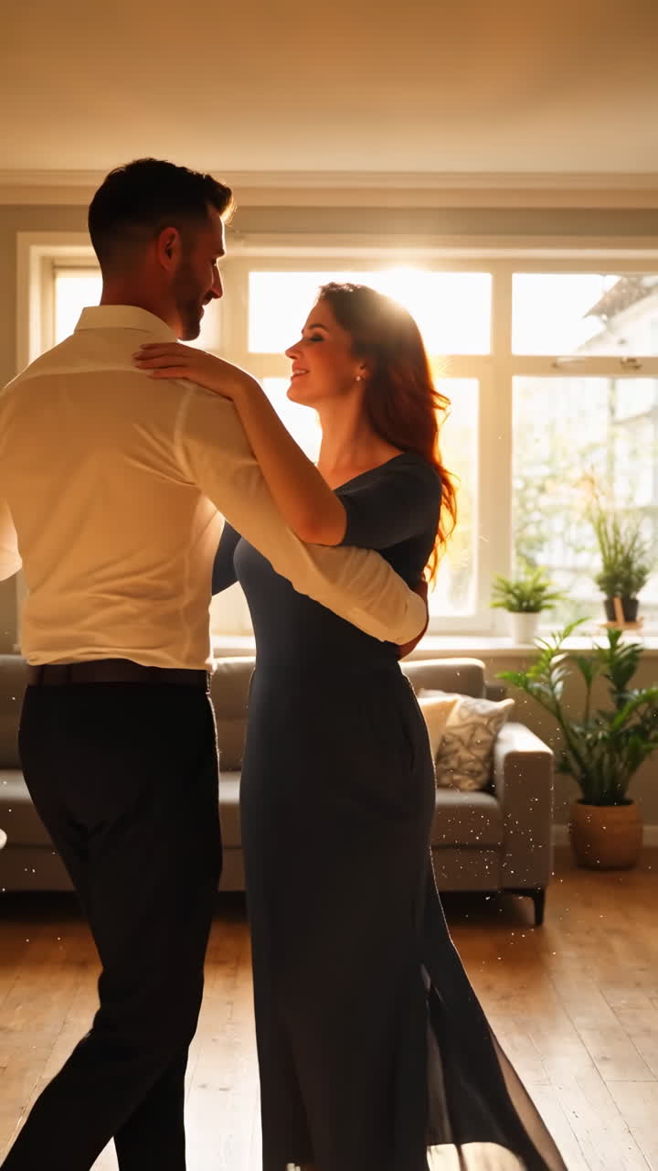 Couple Enjoying a Romantic Dance at Home