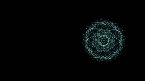 video de un patrón de caleidoscopio abstracto que se ensancha y se estrecha en repetición sobre un fondo negro.