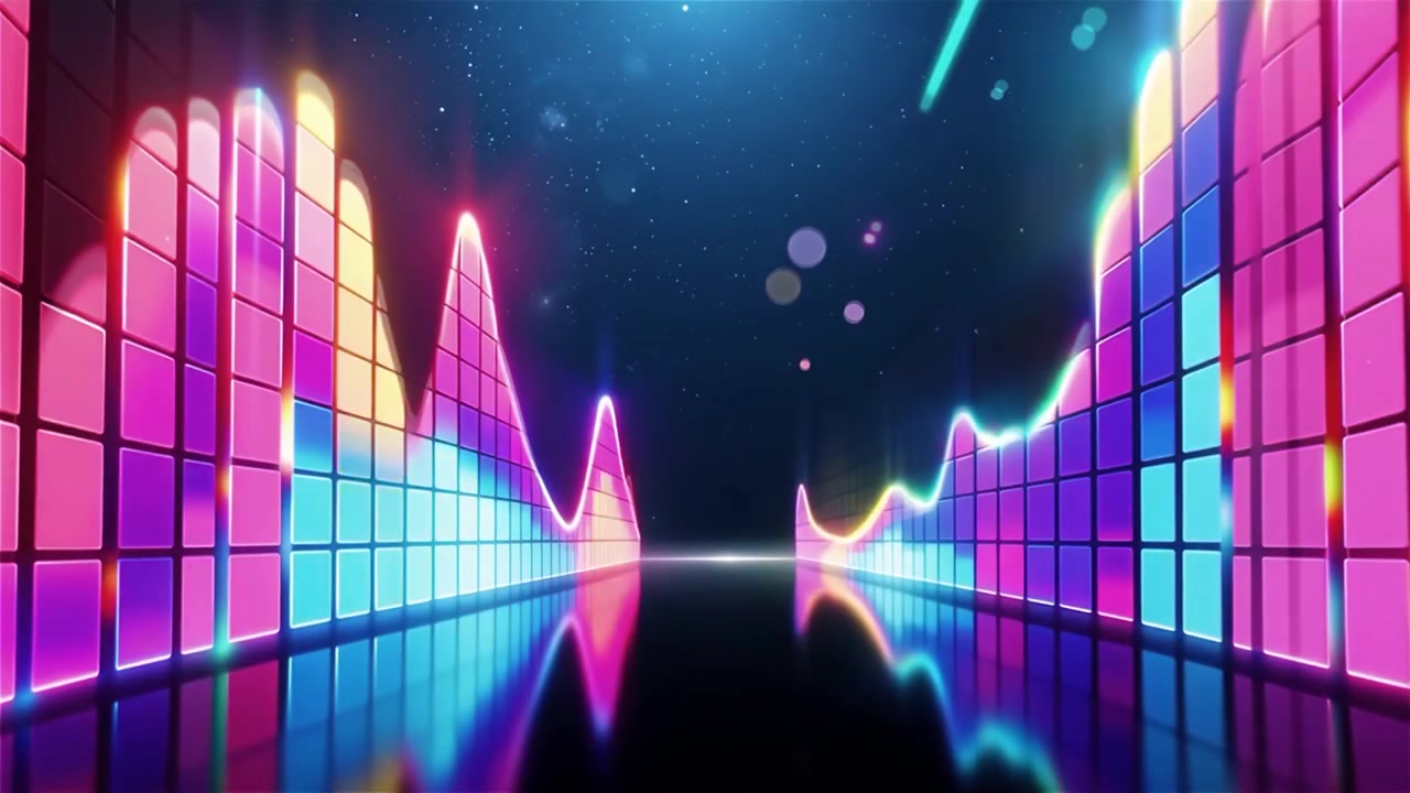 Futuristic Rainbow Neon Music Equalizer Visualizer Background