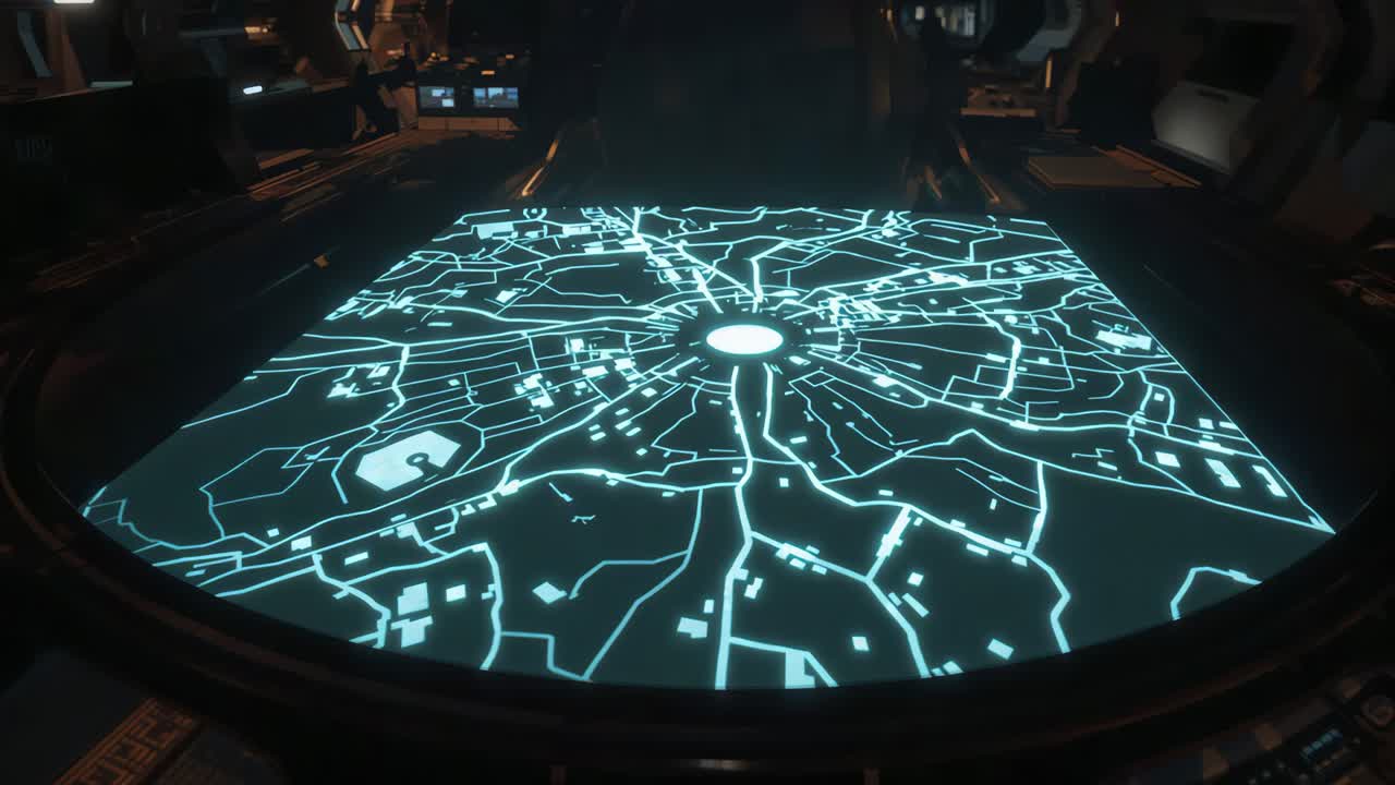 Futuristic City Map Display
