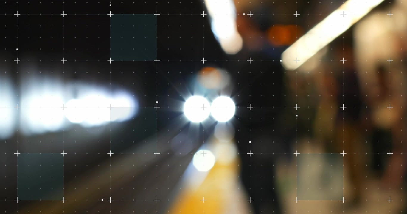 Animation of snow falling over people at construction site