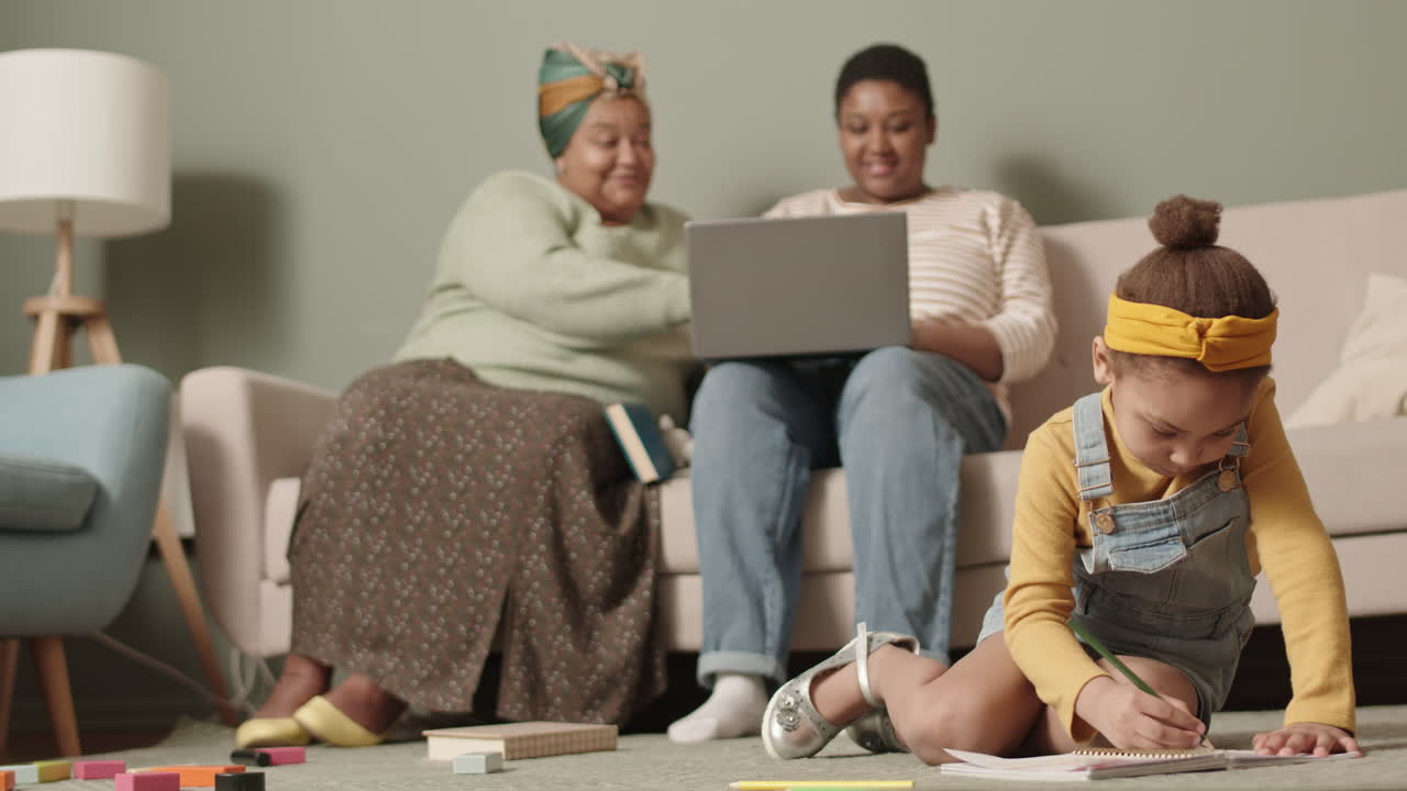 Two Women and Child Spending Weekend at Home