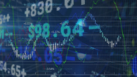 Animation-of-stock-market-and-financial-data-processing-over-light-spots