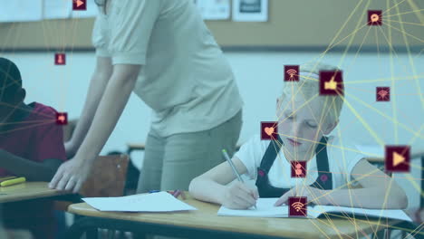 animación de redes de conexiones entre diversos escolares y maestras en el aula