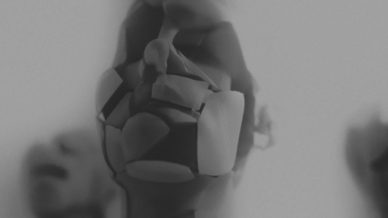 A broken mannequin head shell in xray