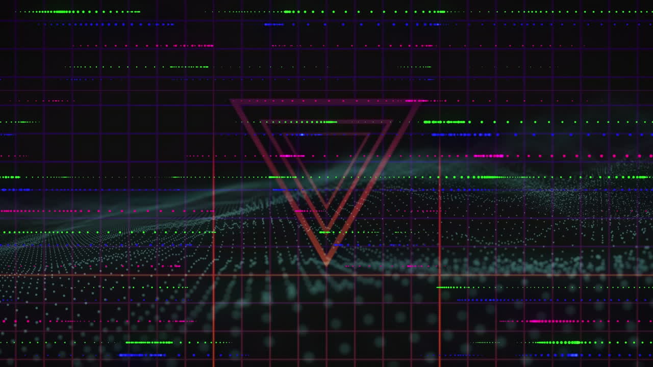 Animation of light spots over light trails and shapes on black background