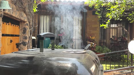 slow motion scene of steam rising from an argentinian roast beef