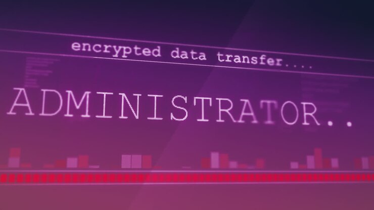 Animation of data processing on blue background