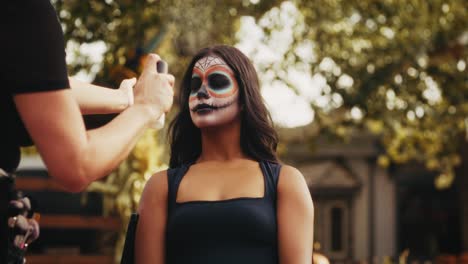 face painting sugar skull makeup session