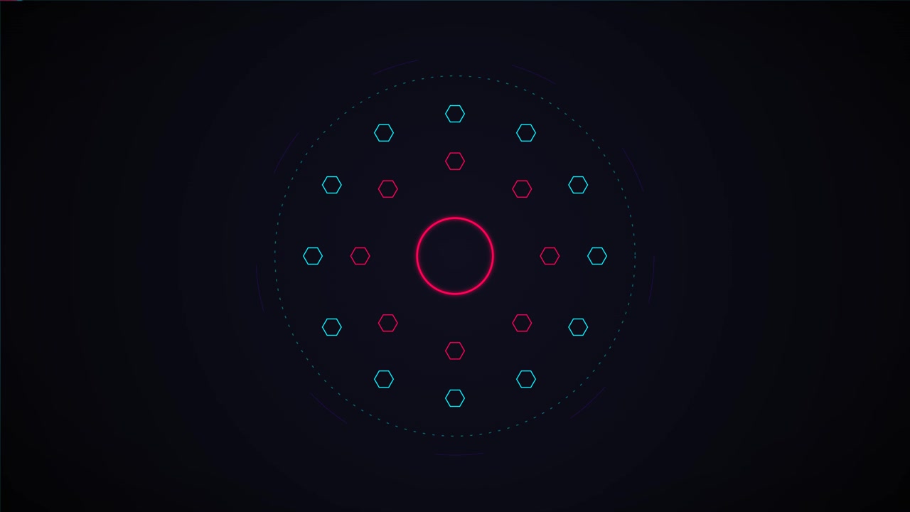 Interface digital abstrata com padrões hexagonais brilhantes