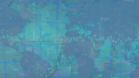 animación del procesamiento de datos sobre un fondo azul