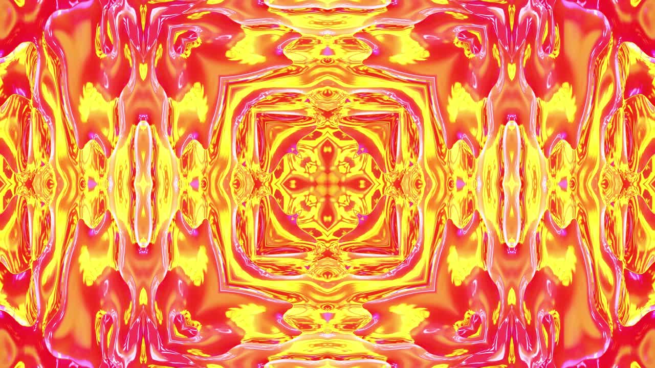 Motivo liquido ondulato come un caleidoscopio con onde, gradiente multicolore. Sfondo astratto 3D elegante in loop, struttura simmetrica ondulata di vetro liquido brillante. Animazione fluida colorata e di tendenza in 4k.
