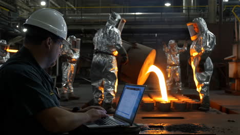 molten metal pouring in a foundry