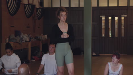 yoga class with instructor