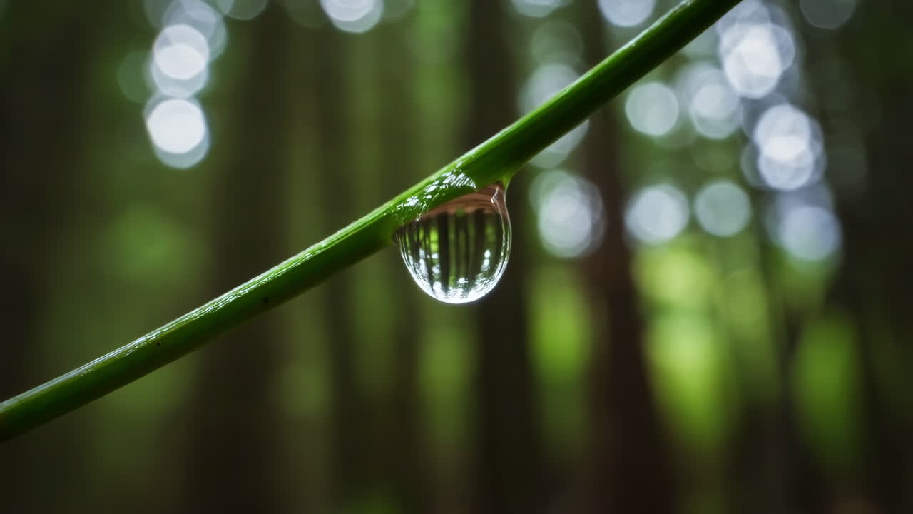 Water Droplet on a Green Stem