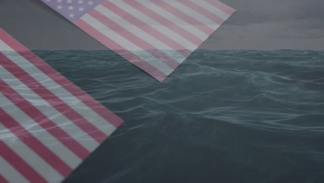 animation of sea over flag of usa