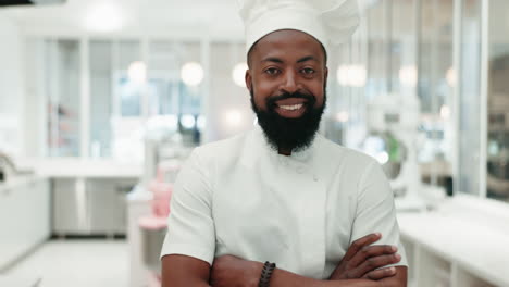 Face,-chef-and-black-man-with-arms-crossed