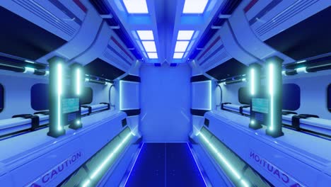interior of a spacecraft door with neon lights, animation loop