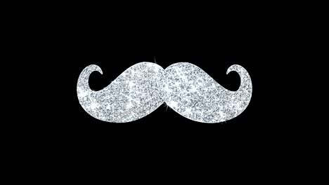 el icono del bigote brilla en un bucle de brillo con partículas parpadeantes.