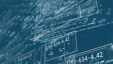 animation of data processing over blue background