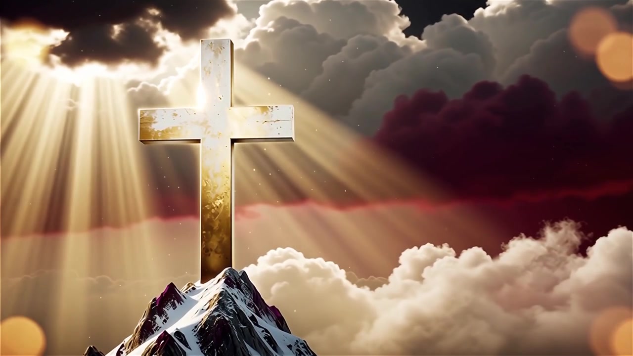 Croce Cristiana Luce Celestiale Sfondo per il Culto.
