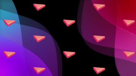animation of colourful shapes repeated on black background