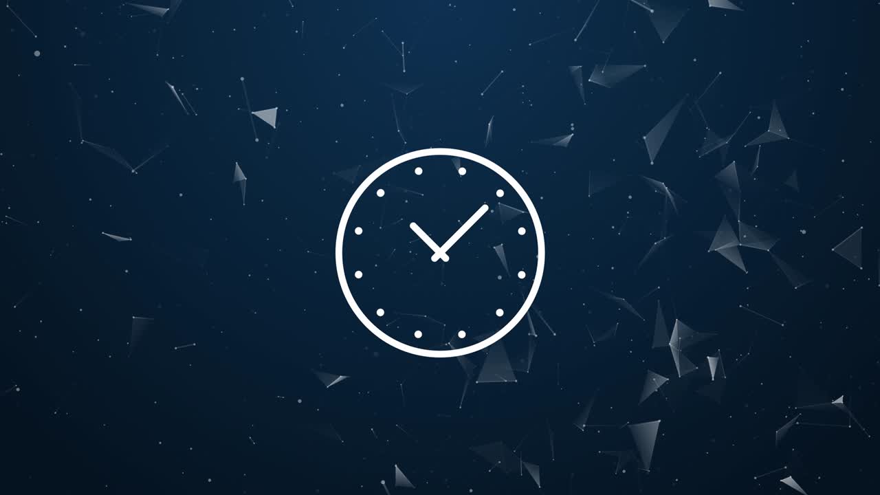 introducción explosiva del concepto de reloj. animación poligonal 4k