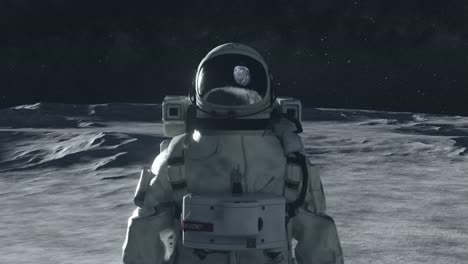 astronaut on the moon with earth in view