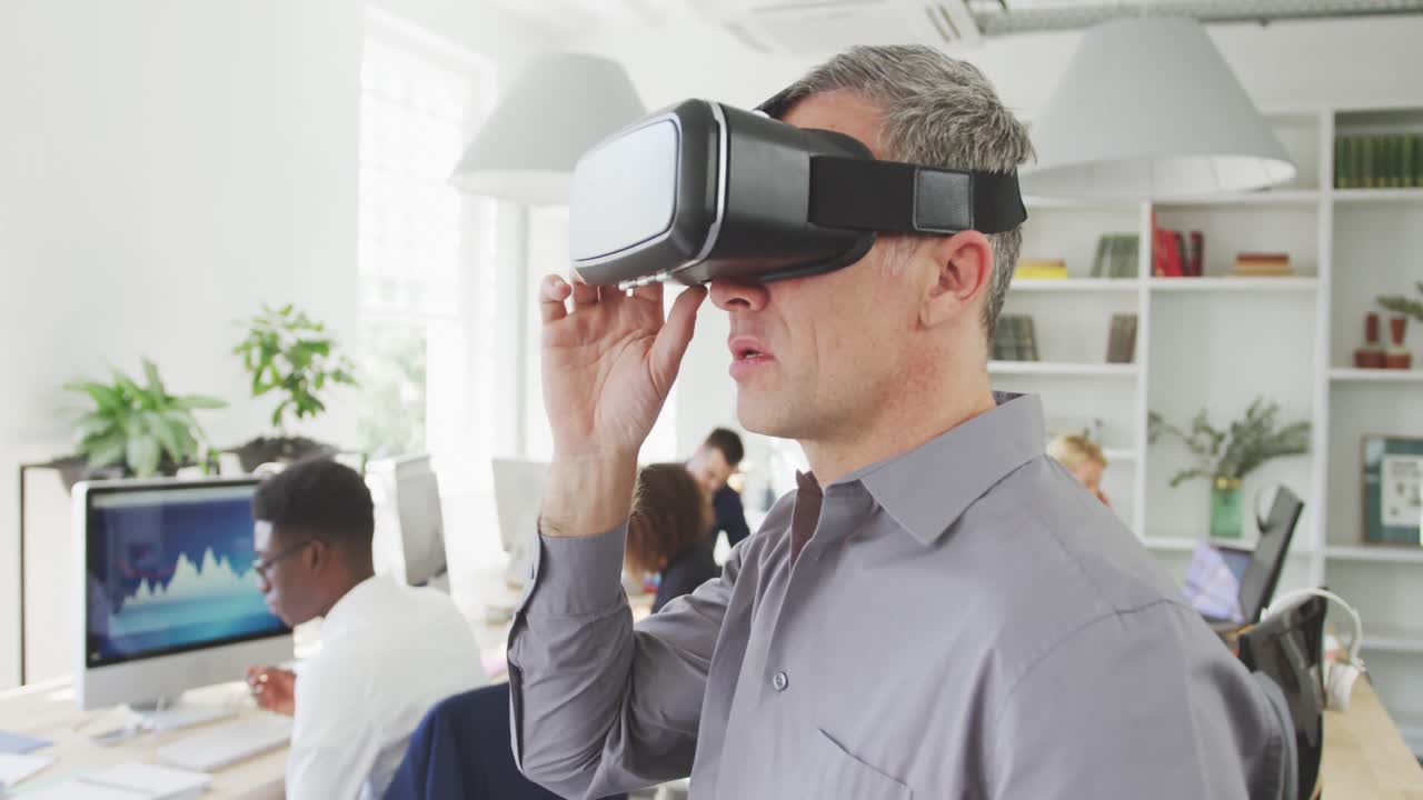 Business man with a virtual headset