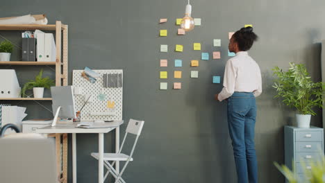 woman planning and organizing in a modern office