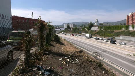 freeway closed with police cars rolling by