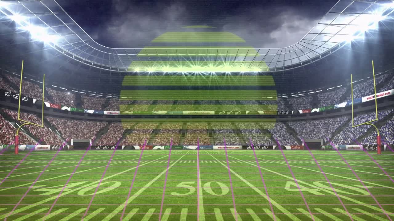 animación de la independencia ondeando la bandera sobre el estadio deportivo