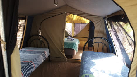 view from inside of a glamping tent