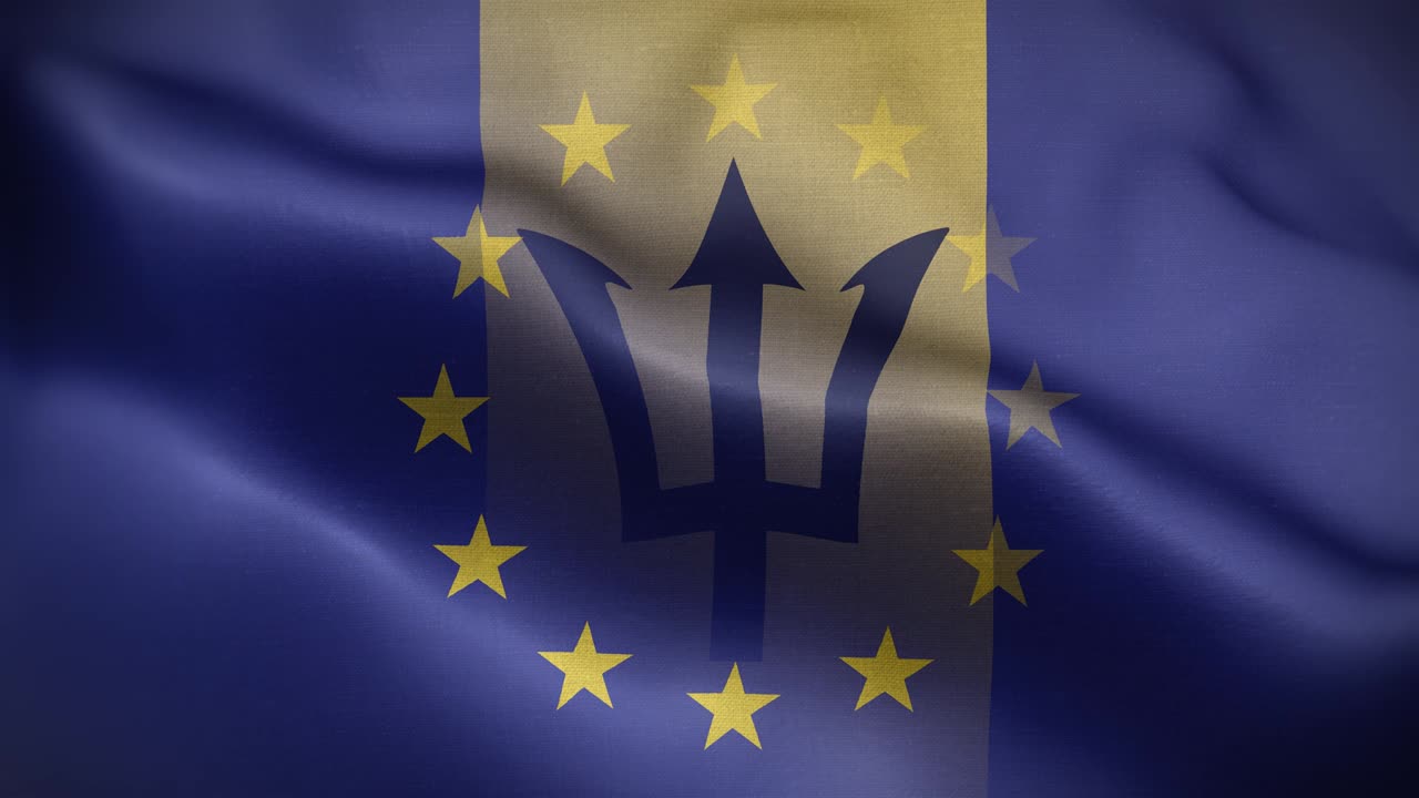 la bandera de la ue en barbados tiene un fondo de bucle 4k