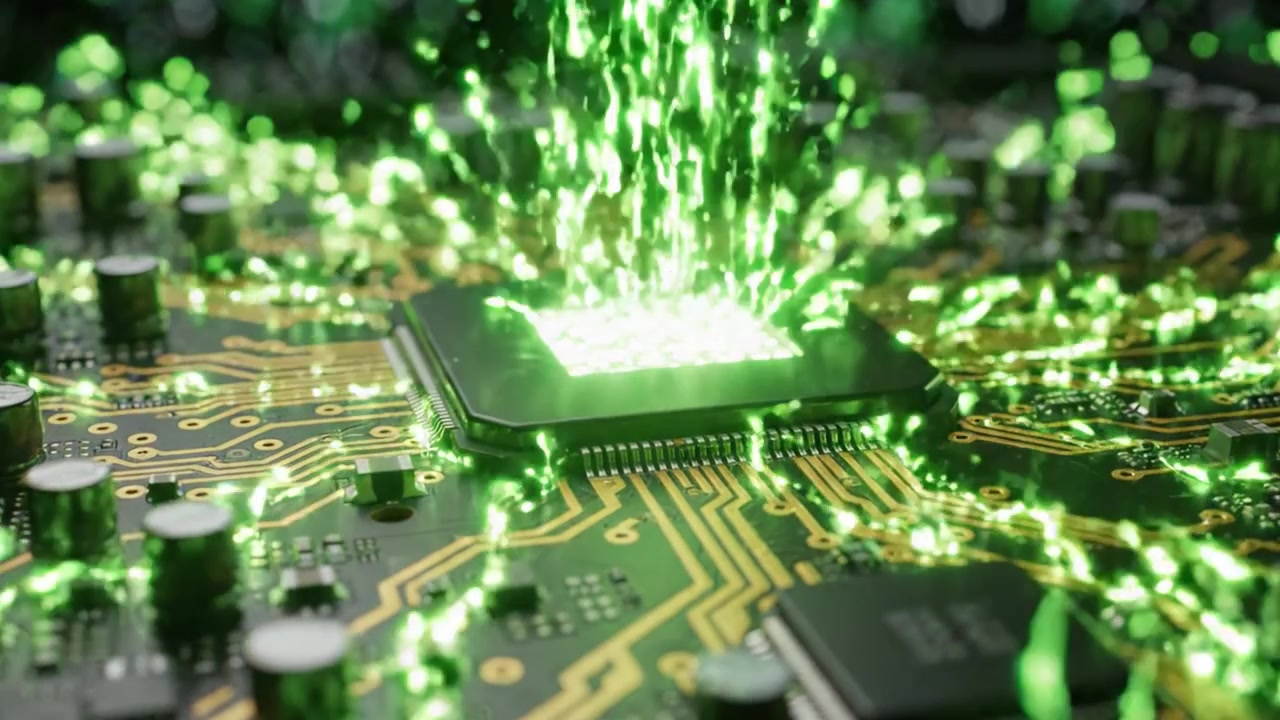 Exploration of Microchip Technologies: The Intricate Design of Circuit Boards and the Fascinating Interaction Between Electronic Components in High-Tech Environments