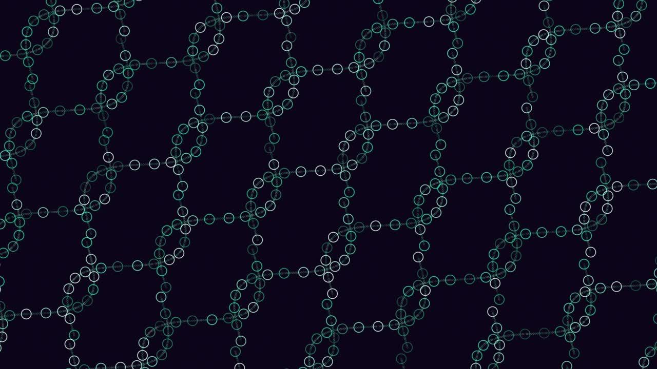 Neon futuristic rings and waves pattern on dark space