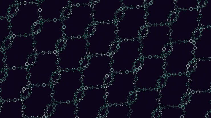 Neon futuristic rings and waves pattern on dark space