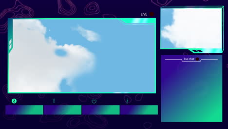 animation of set of screens with digital interface with sky