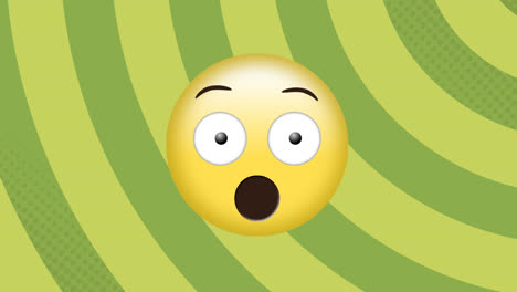 animation of shocked emoji icon over spinning stripes