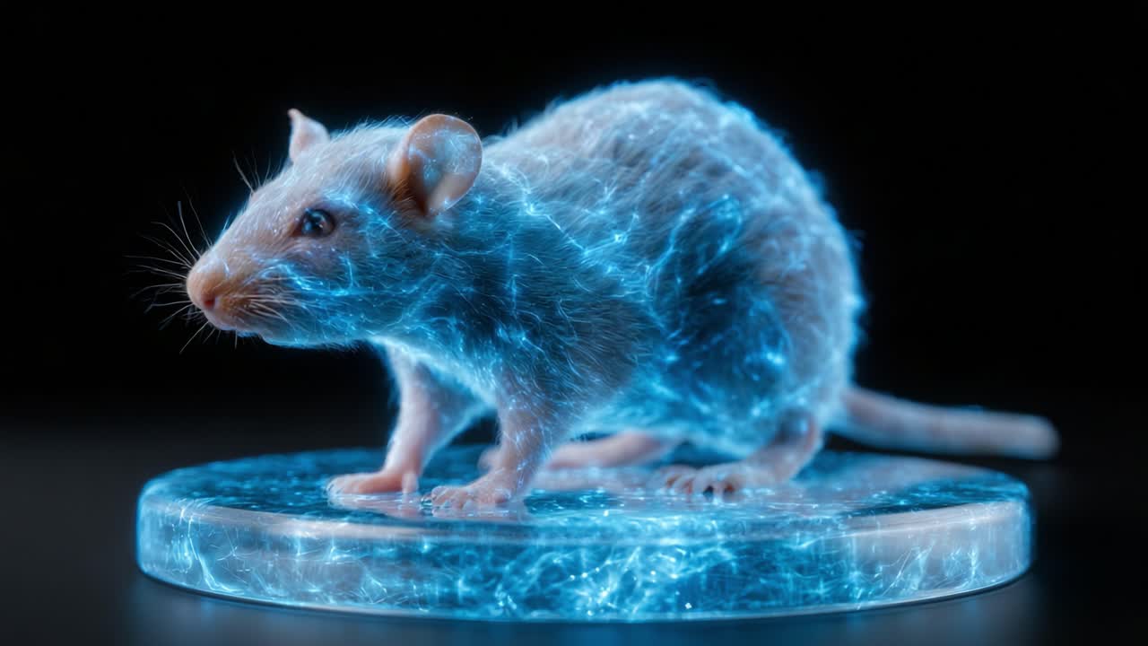 Un'innovazione luminosa: un topo radioso avvolto nell'energia, che illumina i progressi scientifici nella bioluminescenza e nella ricerca genetica.