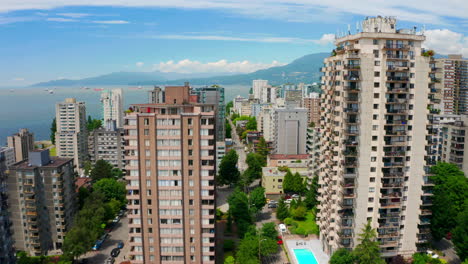 aerial view of high-rise apartment buildings at west end in vancouver, british columbia, canada