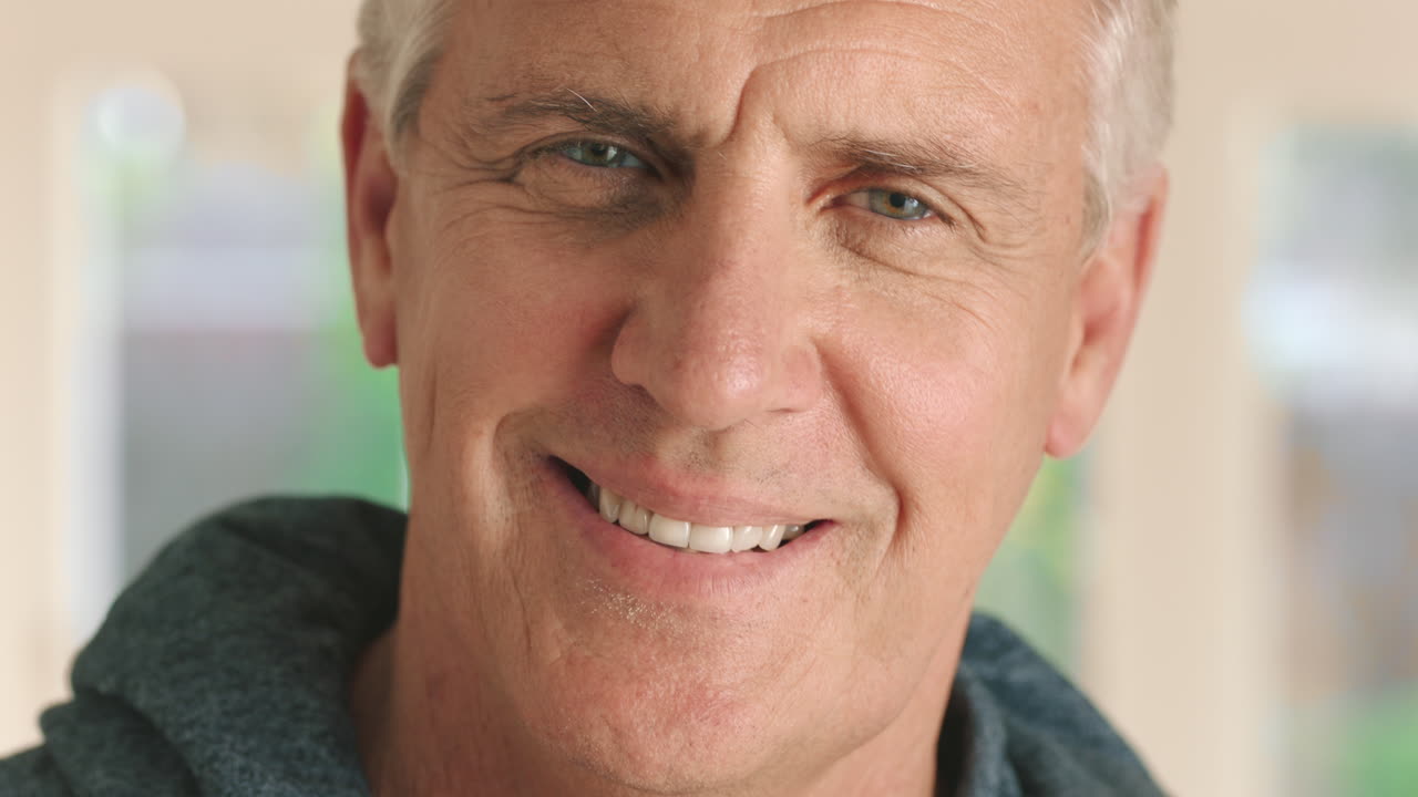Senior, man and smile of a person in a house