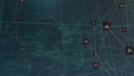 animazione del globo della rete di connessioni con icone