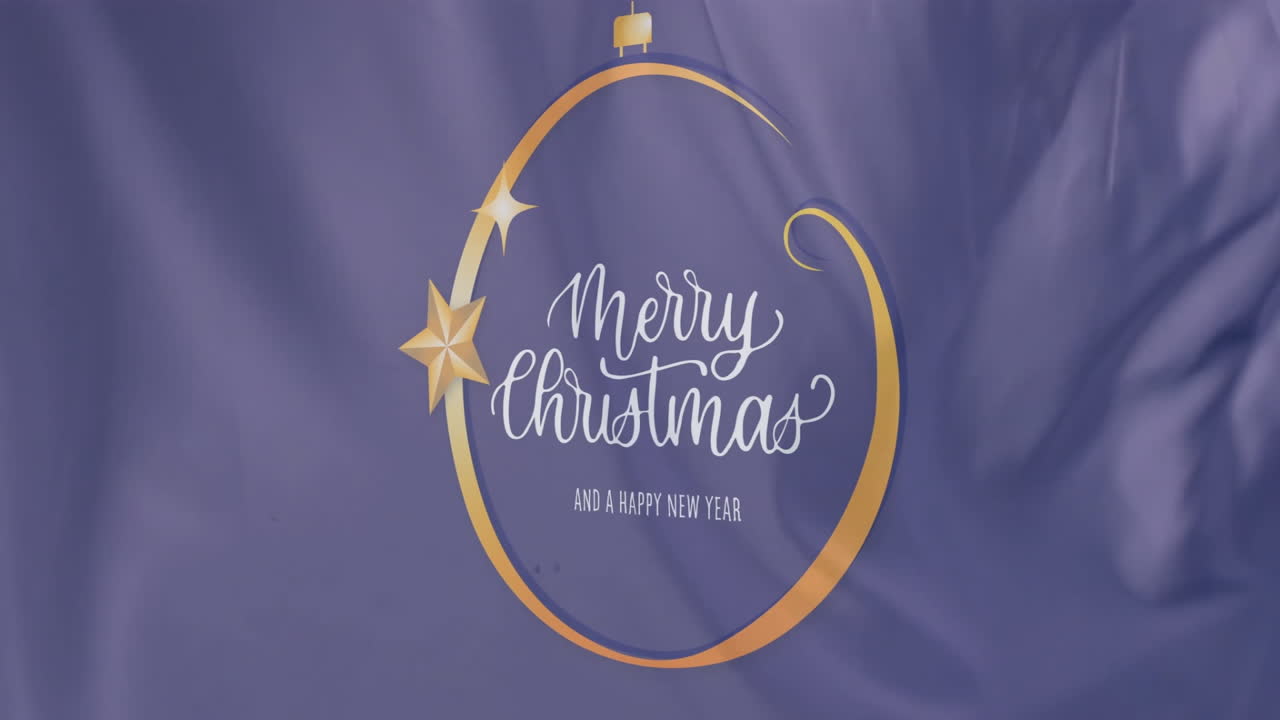 크리스마스 축하와 새해 축하 문자 애니메이션 보라색 배경과 별