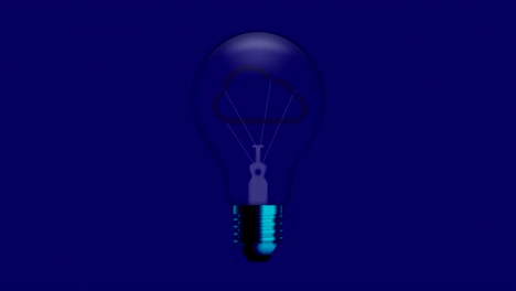 cloud icon symbol incandescent light bulb blink switch on set connection concept glow in blue gradient background seamless looping animation 4k, with copy space