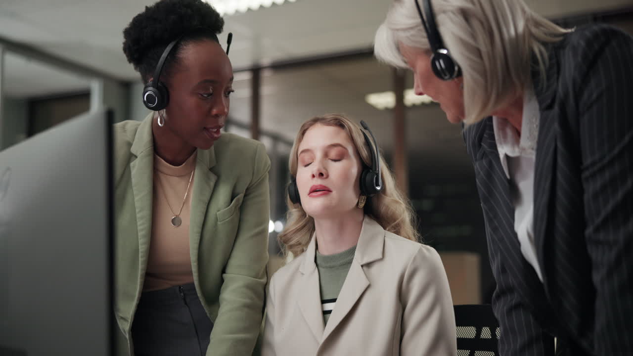 Businesswomen in a call center
